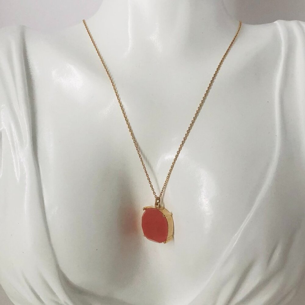 Vintage Joan Rivers candy color pendant necklace gold-tone–watermelon pink